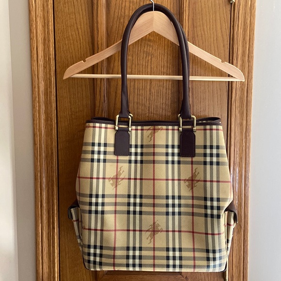 authentic burberry haymarket tote / shoulder bag - Picture 1 of 16